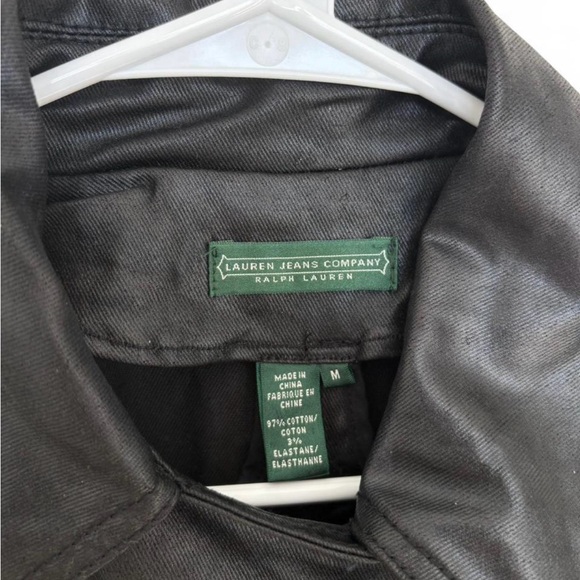 Vintage Ralph Lauren Waxed Cotton Black Jacket Medium Leather‎ Feel Timeless - Picture 8 of 8